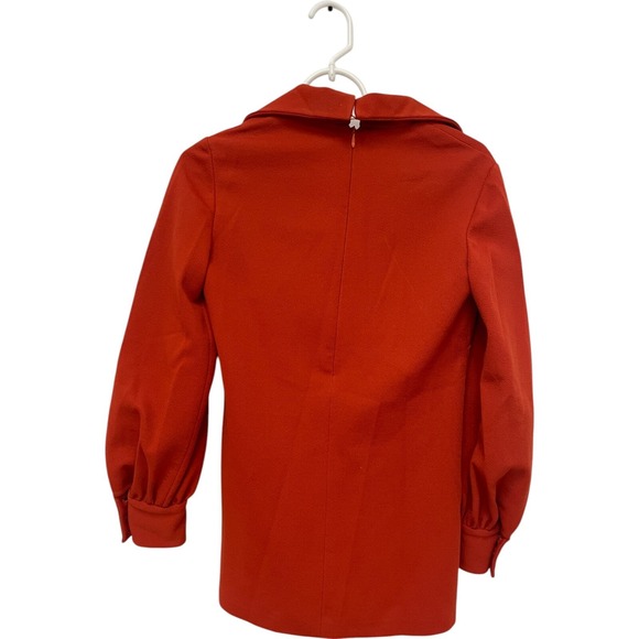 Blouse Womens Size Small Orange Collared Regular Fit Halt Zip Back Long Sleeve - Picture 2 of 5